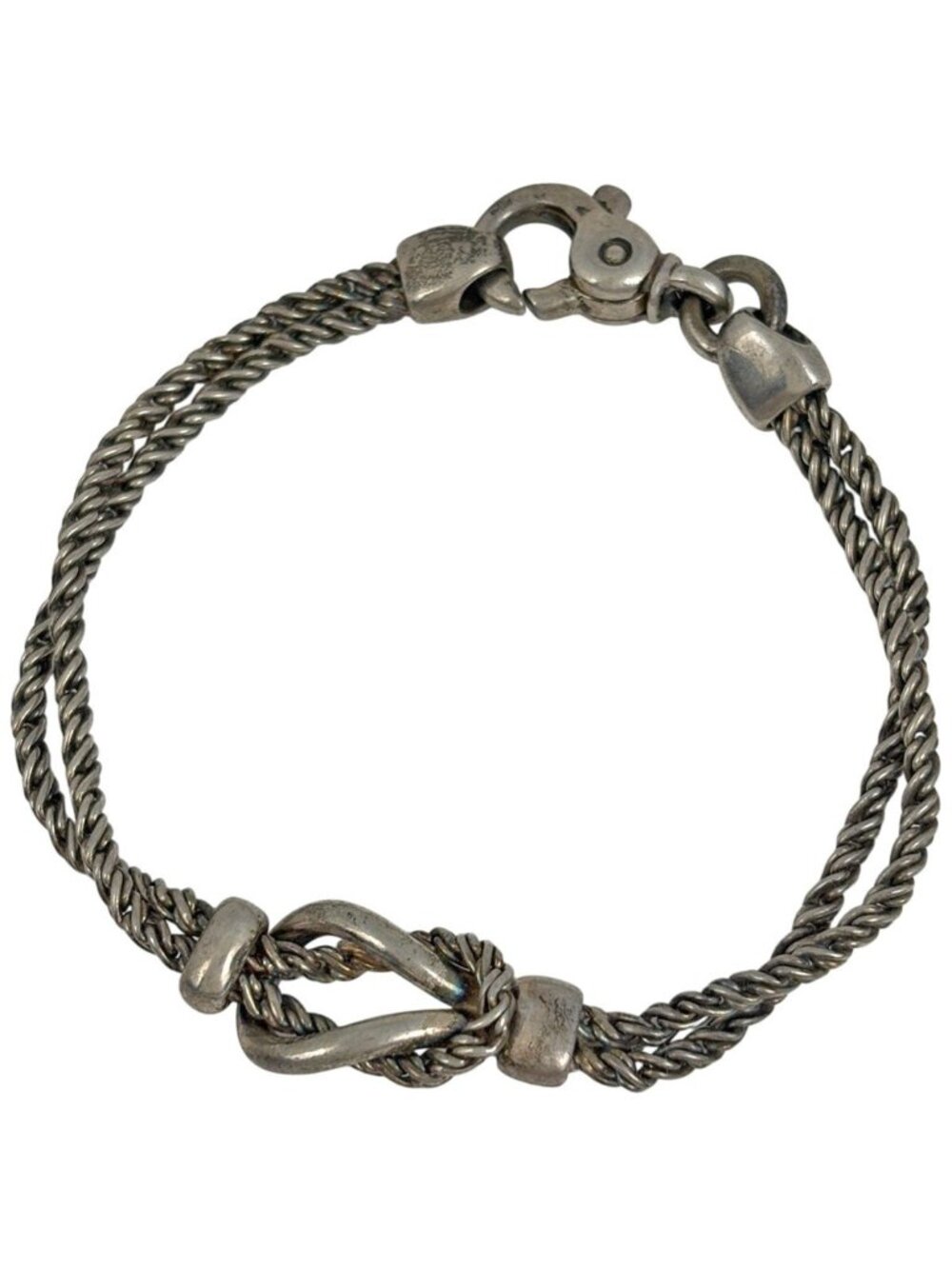 Tiffany & Co Double Rope Bracelet Center Knot 925 Sterling Silver